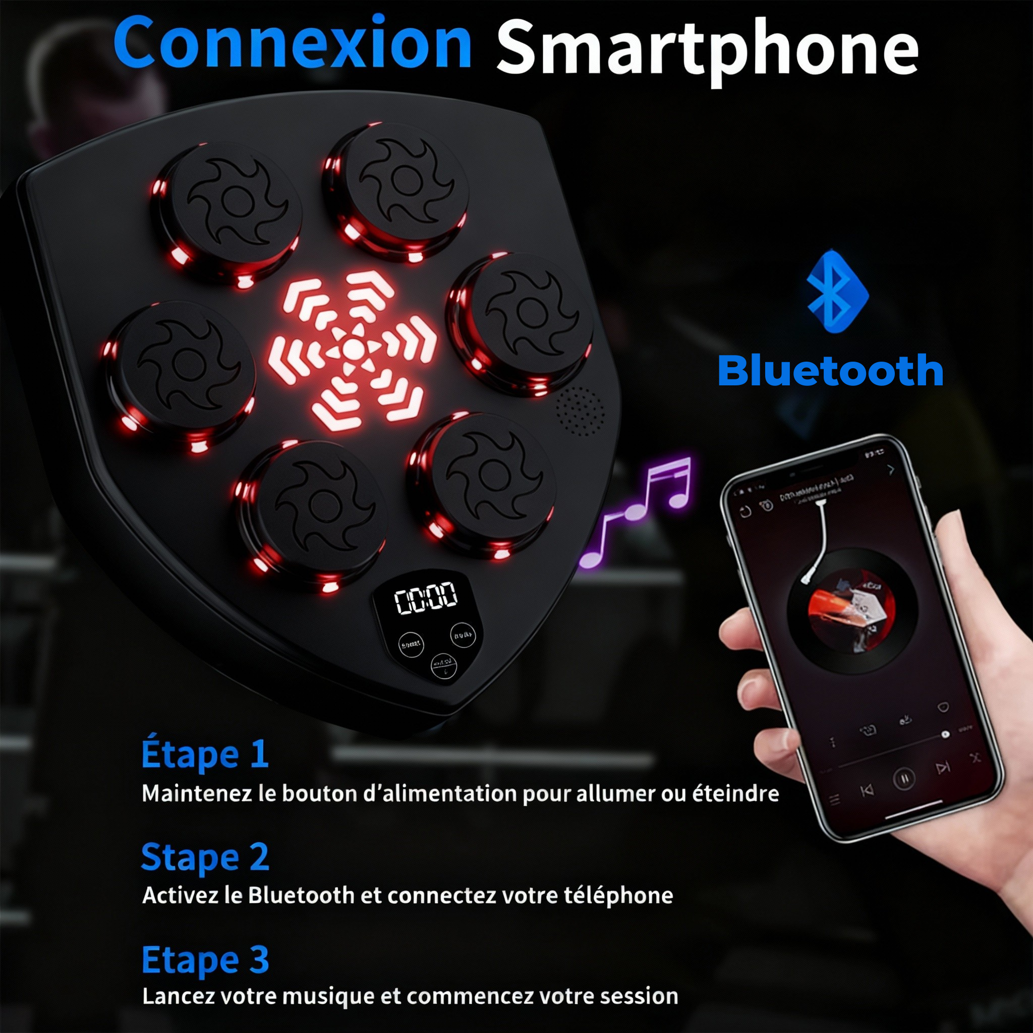 Machine de boxe musicale Tornado + 1 Paire de Gants Offerte